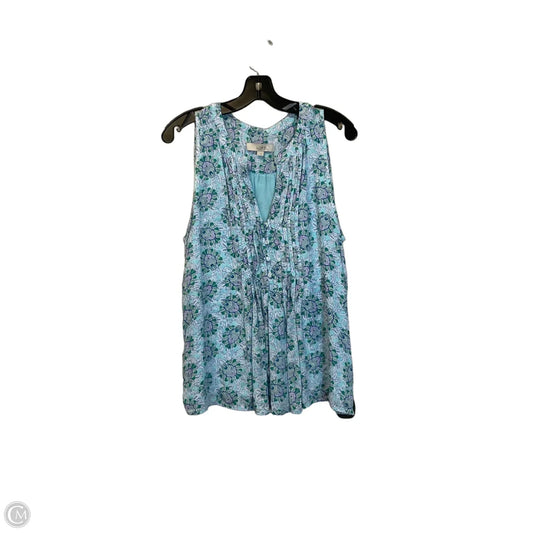 Top Sleeveless By Loft In Blue & Green, Size: L