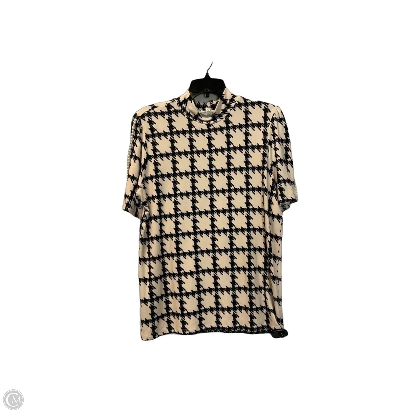 Top Short Sleeve By Como Blu In Black & Cream, Size: L