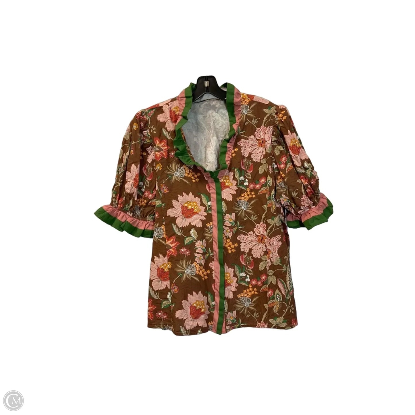 Top Short Sleeve By Entro In Brown & Green, Size: 1x