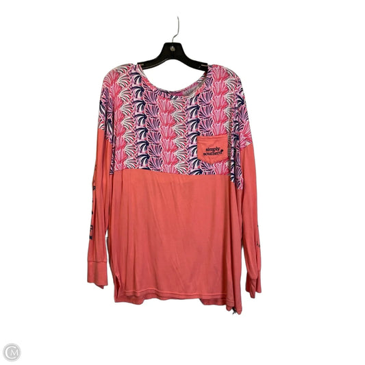Top Long Sleeve By Simply Southern In Pink, Size: L