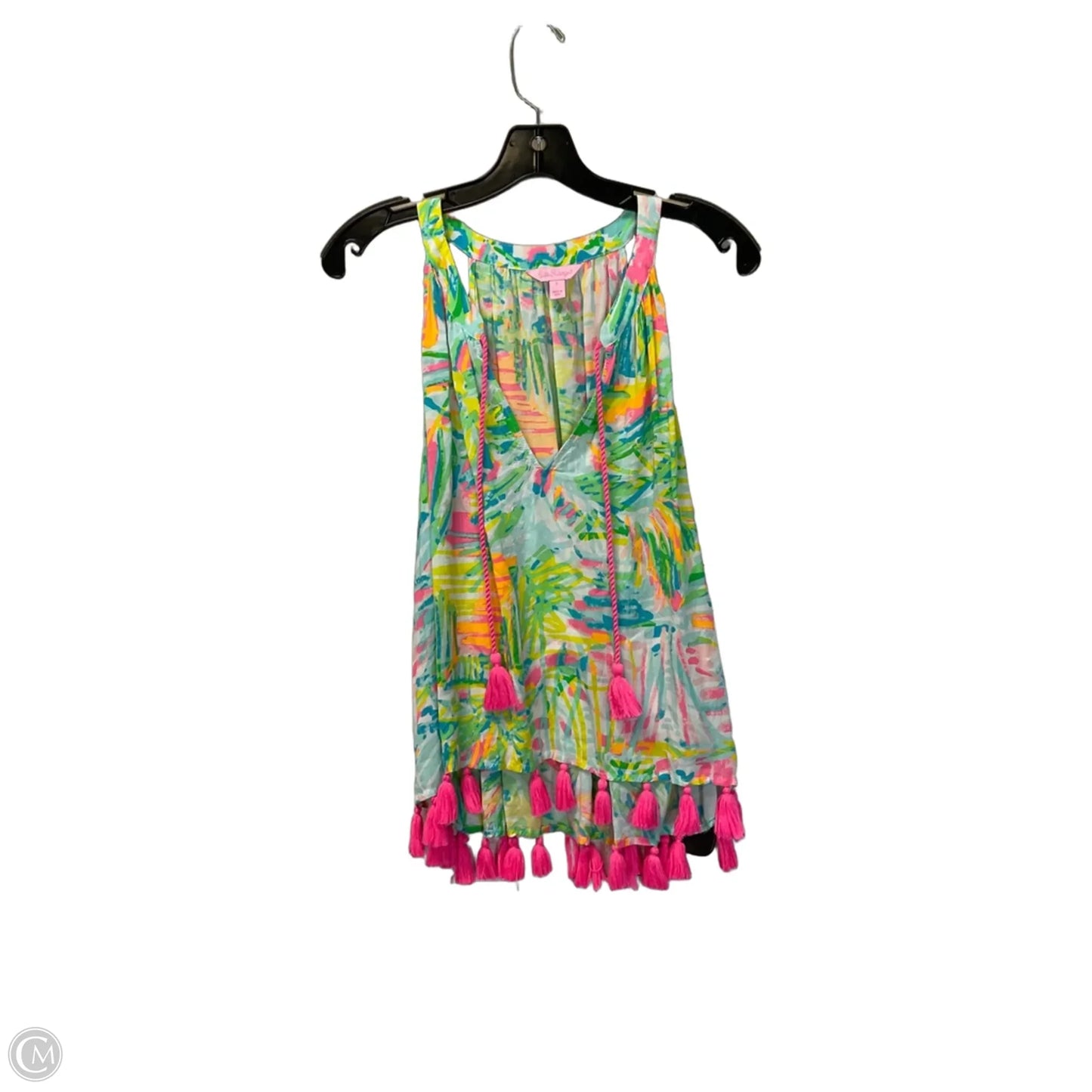 Top Sleeveless Designer By Lilly Pulitzer In Green & Pink, Size: L