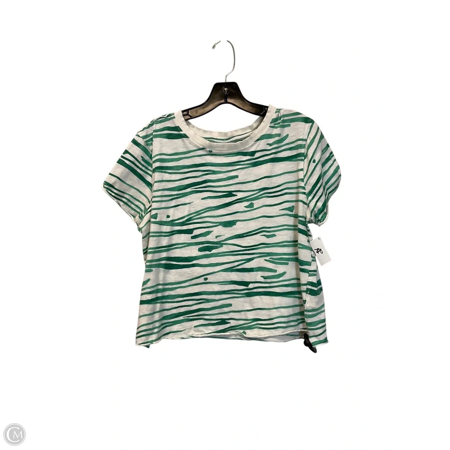 Top Short Sleeve By Maeve In Green & White, Size: M