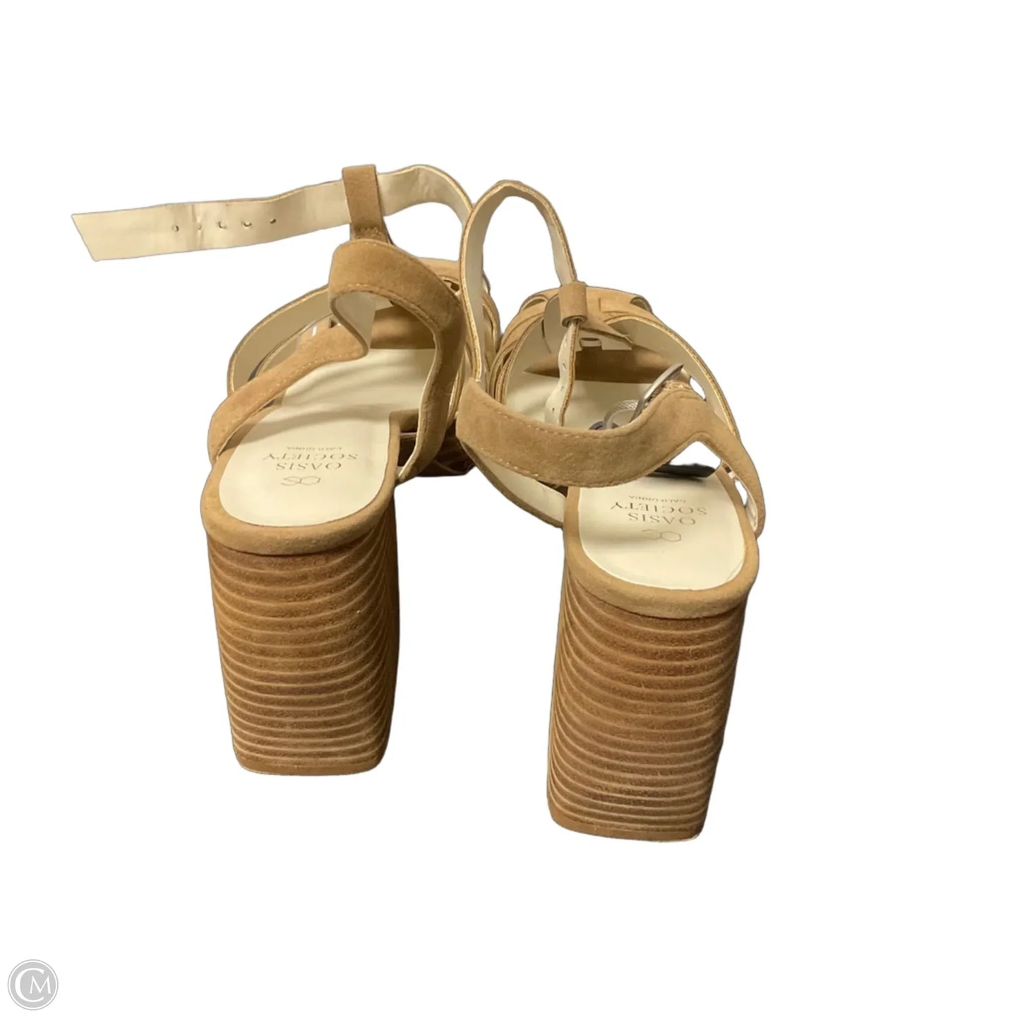 Sandals Heels Wedge By Oasis Society In Beige, Size: 9
