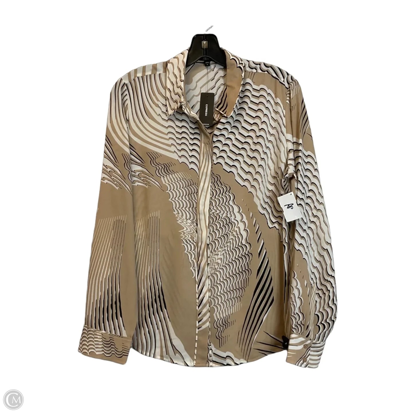Top Long Sleeve By Express In Black & Cream, Size: M
