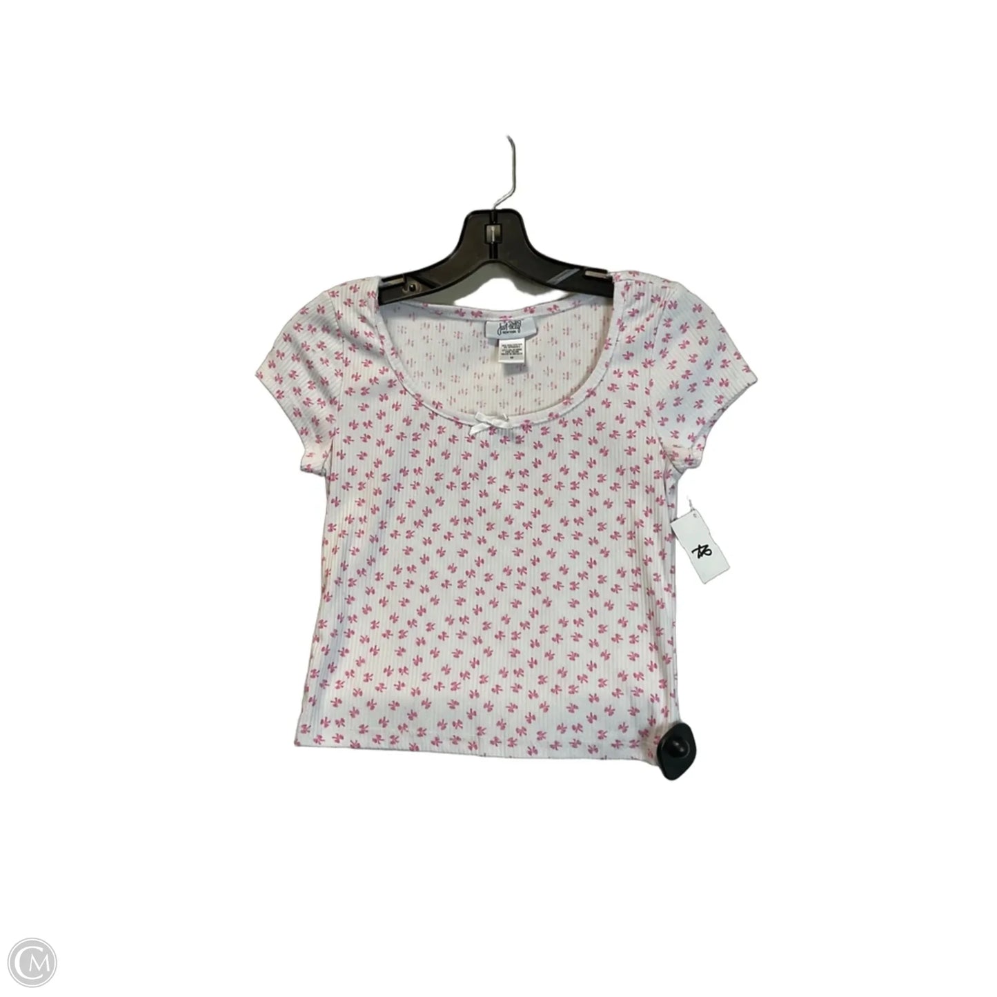 Top Short Sleeve By Just Polly In Pink & White, Size: M