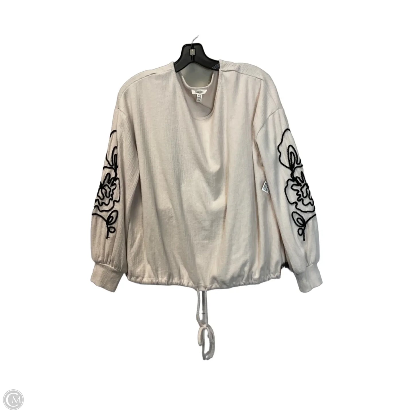 Top Long Sleeve By Como Blu In Cream, Size: L