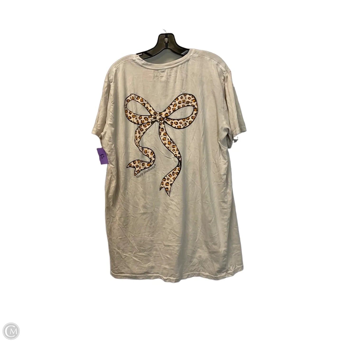 Top Short Sleeve By Simply Southern In Tan, Size: Xl
