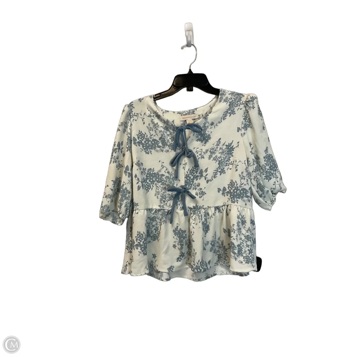 Top 3/4 Sleeve By Monteau In Blue & White, Size: Xl