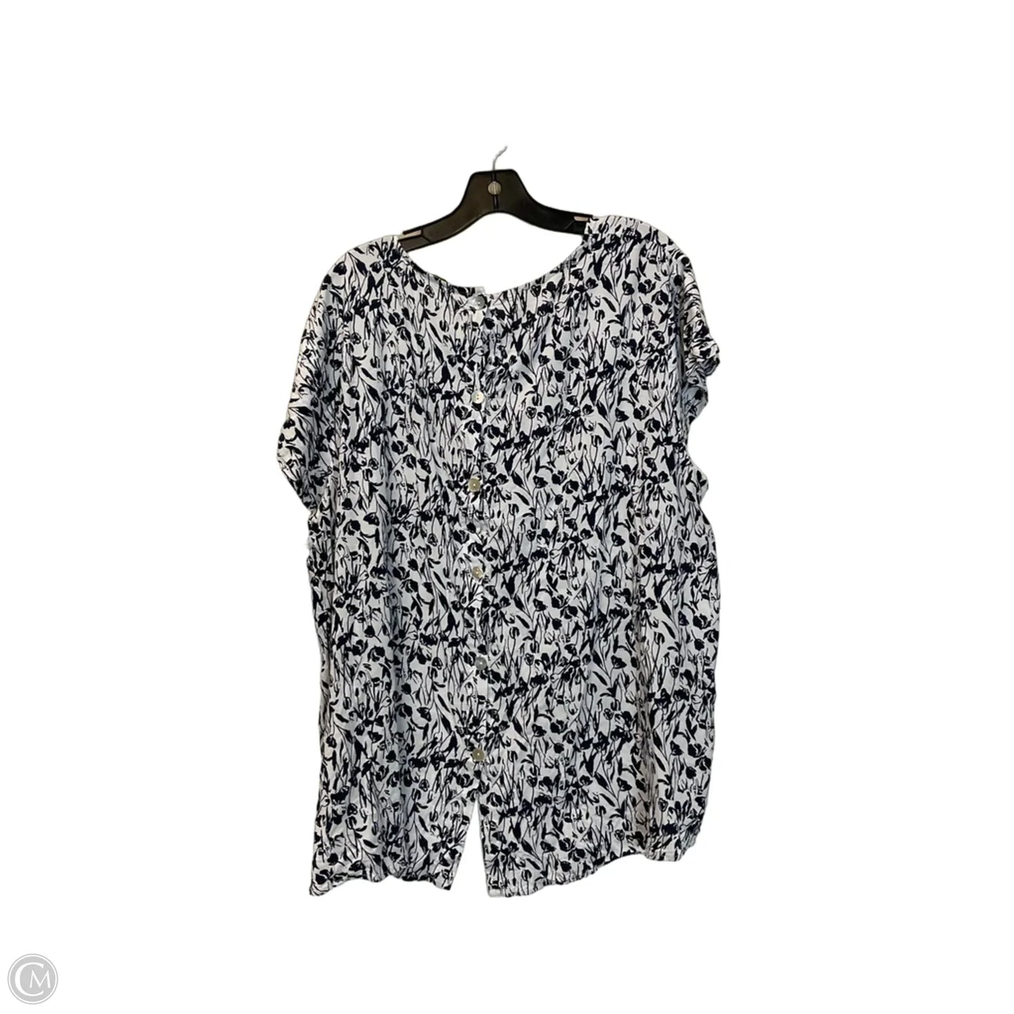 Top Short Sleeve By Cynthia Rowley In Blue & White, Size: 3x