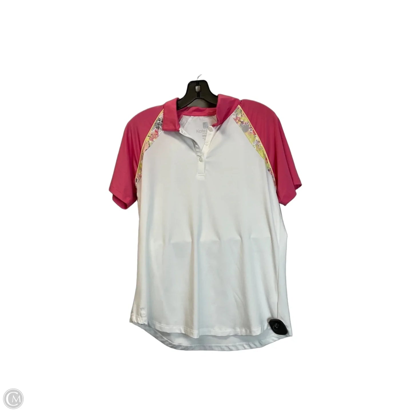 Athletic Top Short Sleeve By Clothes Mentor In Pink & White, Size: M