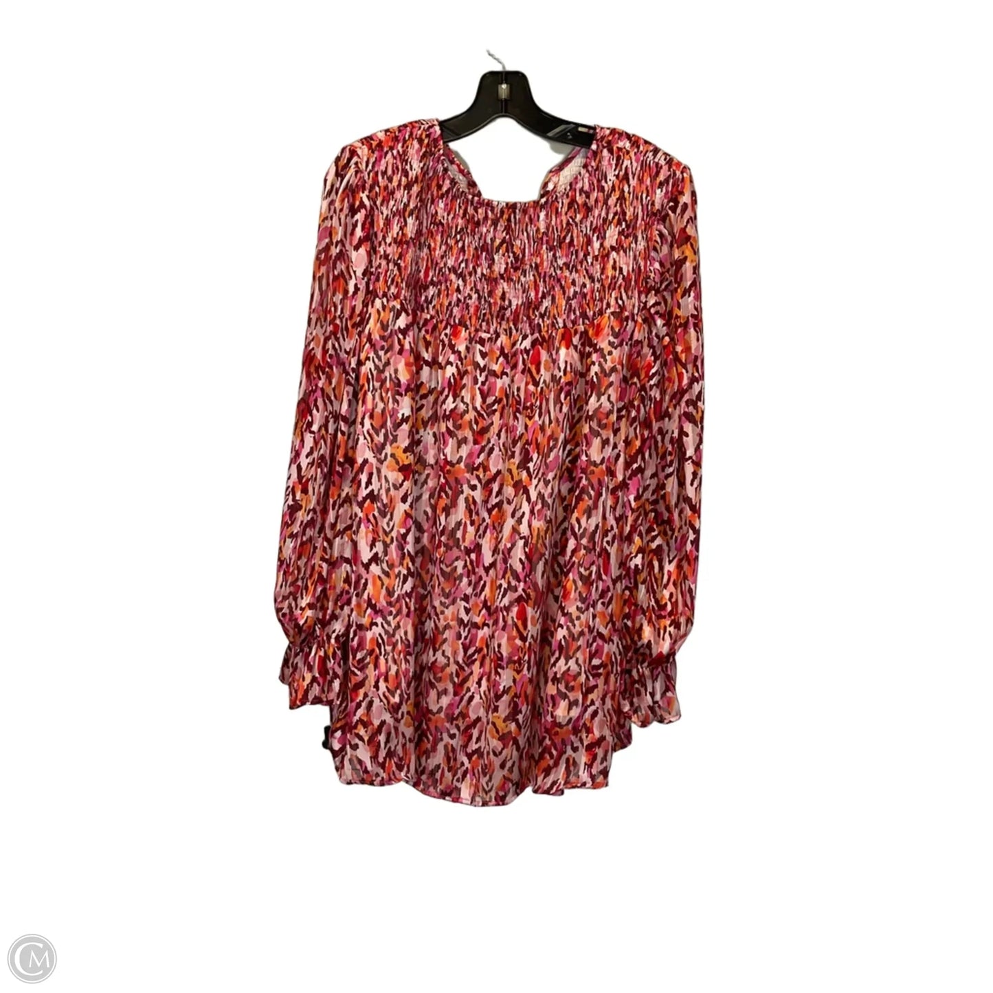 Top Long Sleeve Basic By Chicsoul In Red, Size: 3x