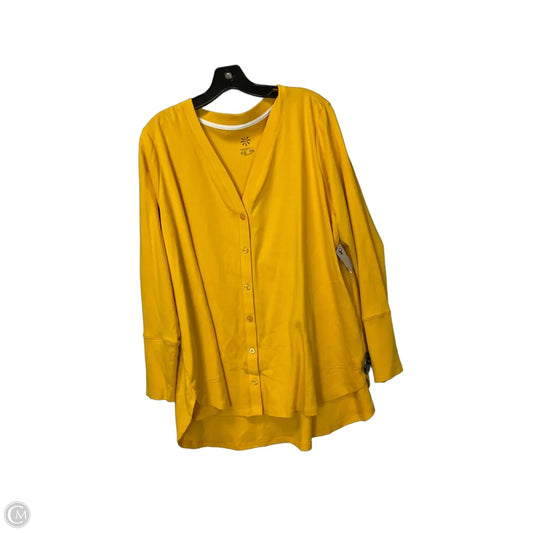 Top Long Sleeve Basic By Isaac Mizrahi Live Qvc In Yellow, Size: 2x