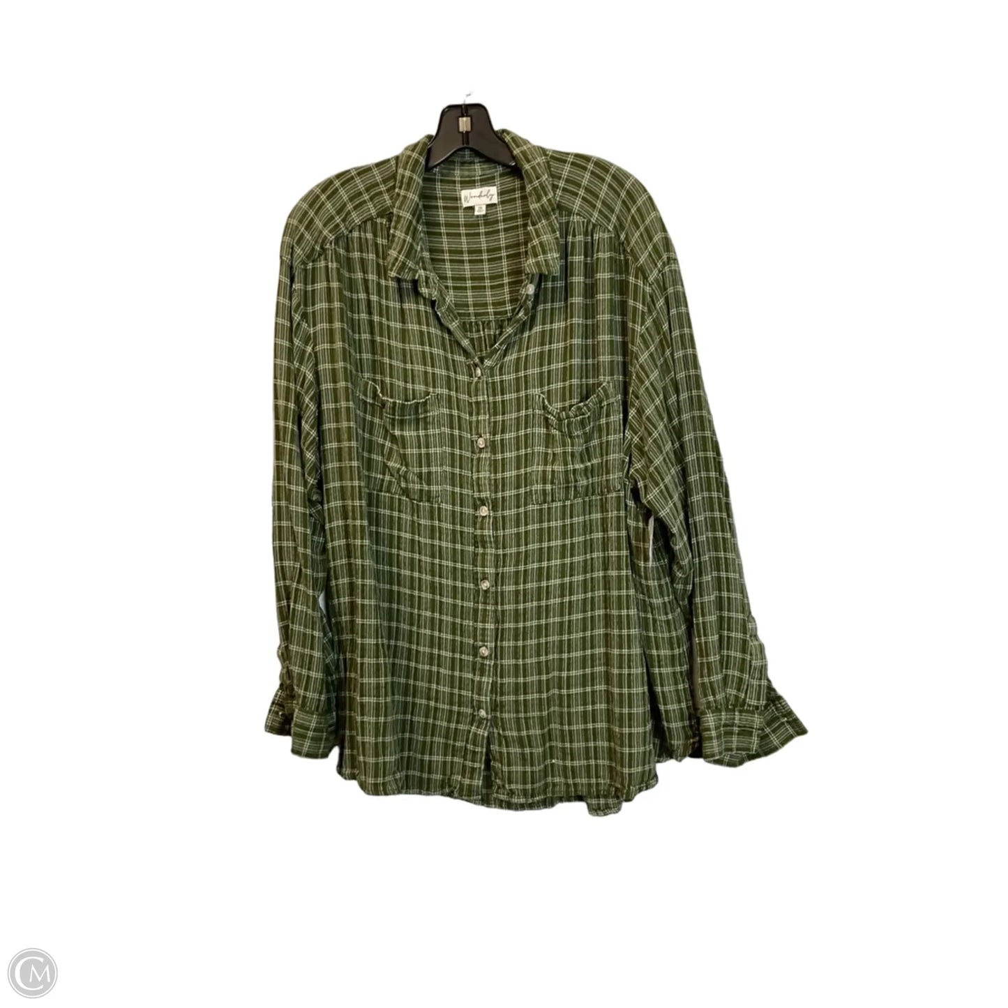 Top Long Sleeve Basic By Wonderly In Green, Size: 2x