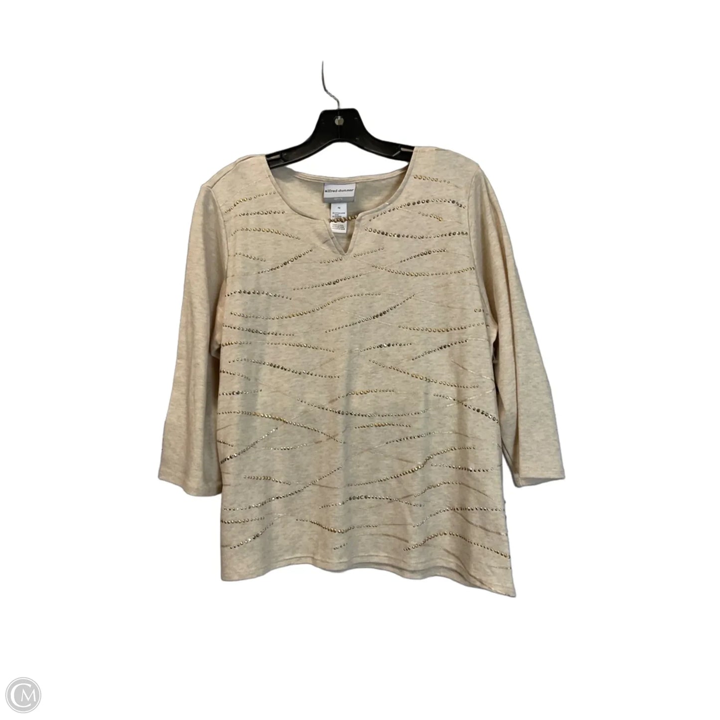 Top Long Sleeve Basic By Alfred Dunner In Beige, Size: M