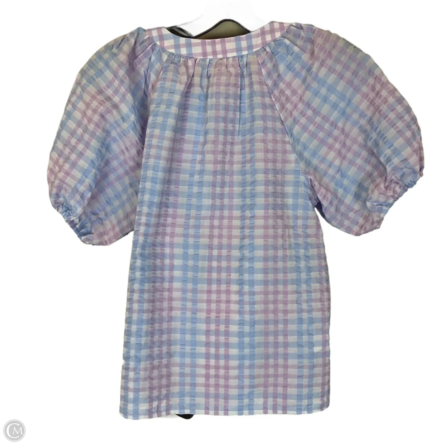 Top Short Sleeve By Loft In Plaid Pattern, Size: Xs