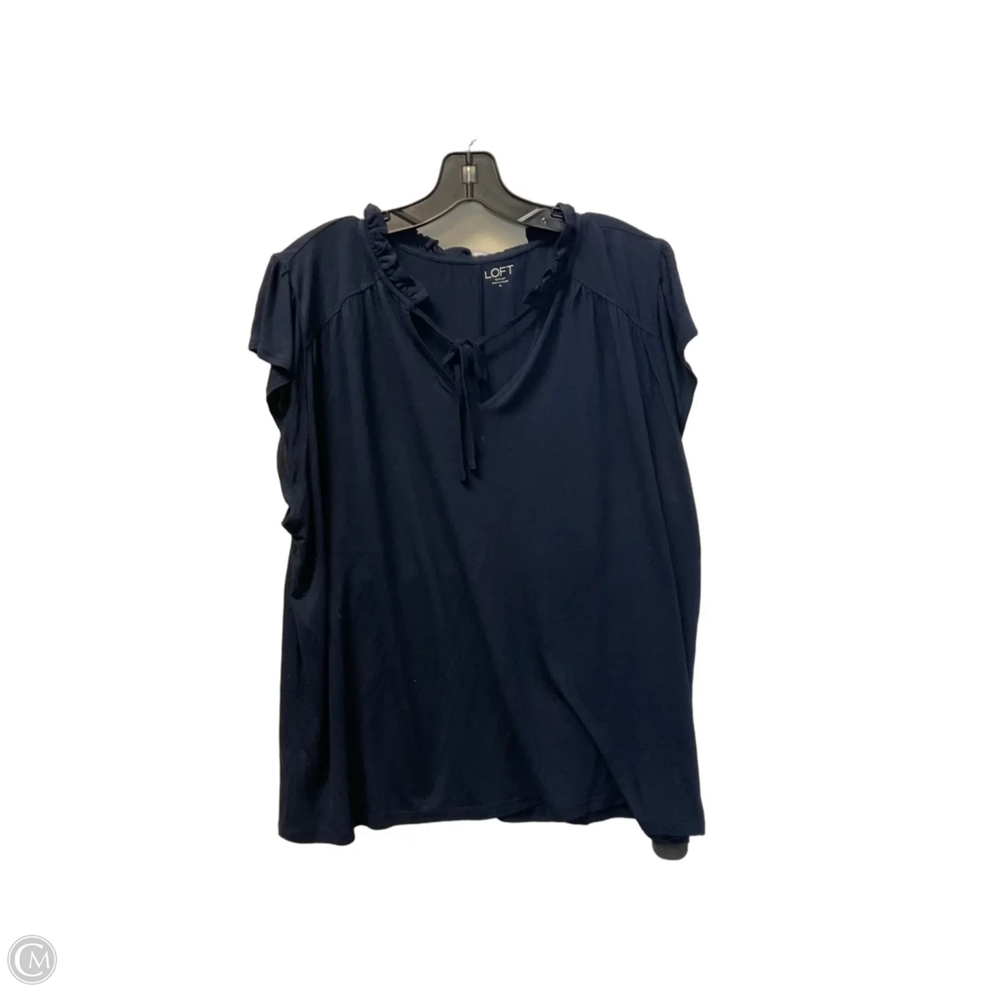 Top Short Sleeve By Loft In Navy, Size: Xl
