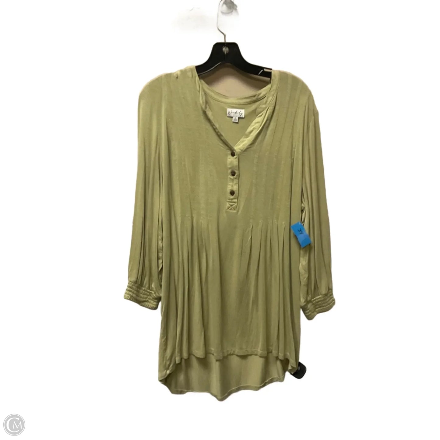Top Long Sleeve By Wonderly In Green, Size: L