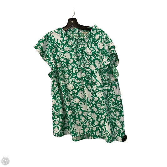 Top Sleeveless By Jodifl In Green & White, Size: 1x