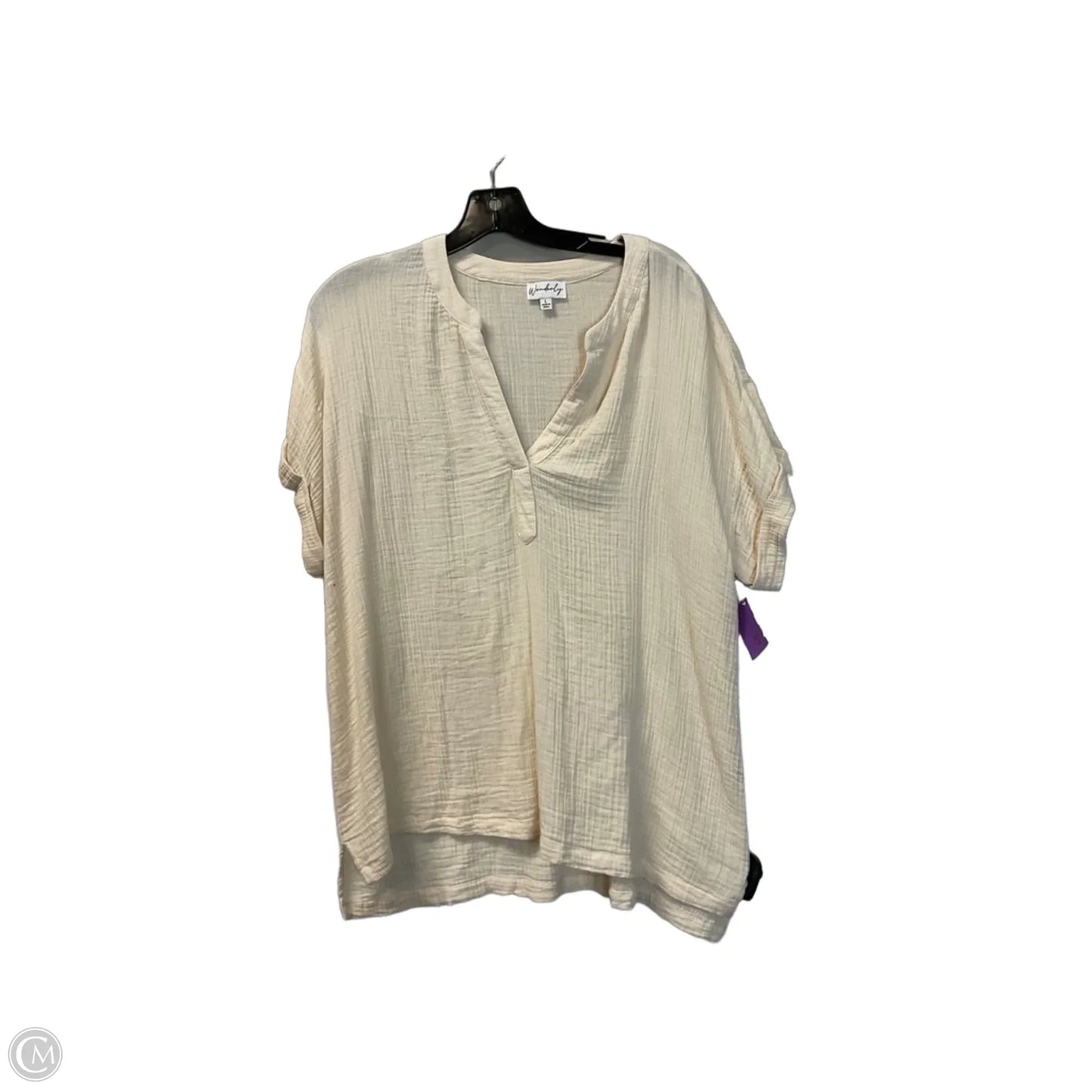 Top Short Sleeve Basic By Wonderly In Beige, Size: L
