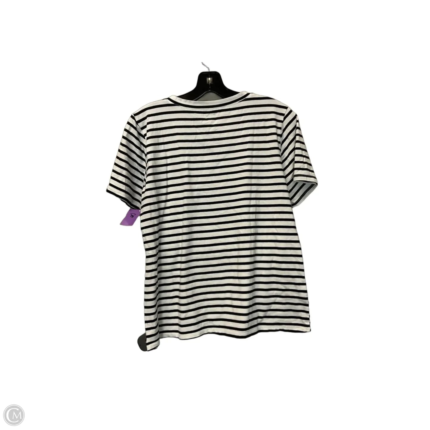 Top Short Sleeve Basic By Ann Taylor In Black & White, Size: L