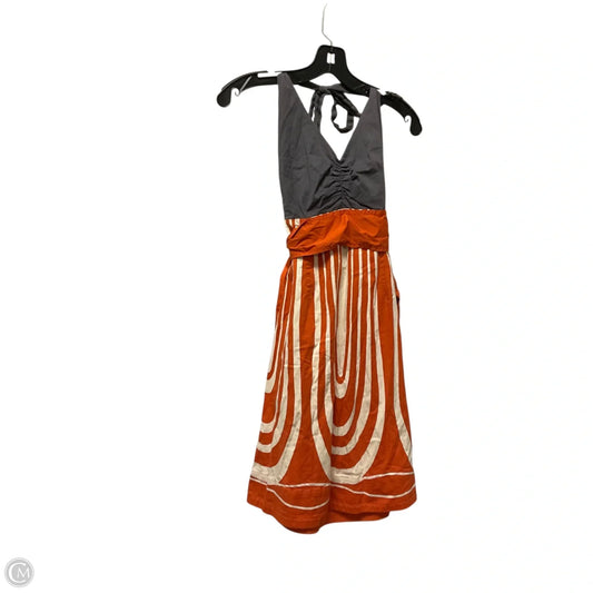 Dress Casual Midi By Maeve In Grey & Orange, Size: 10