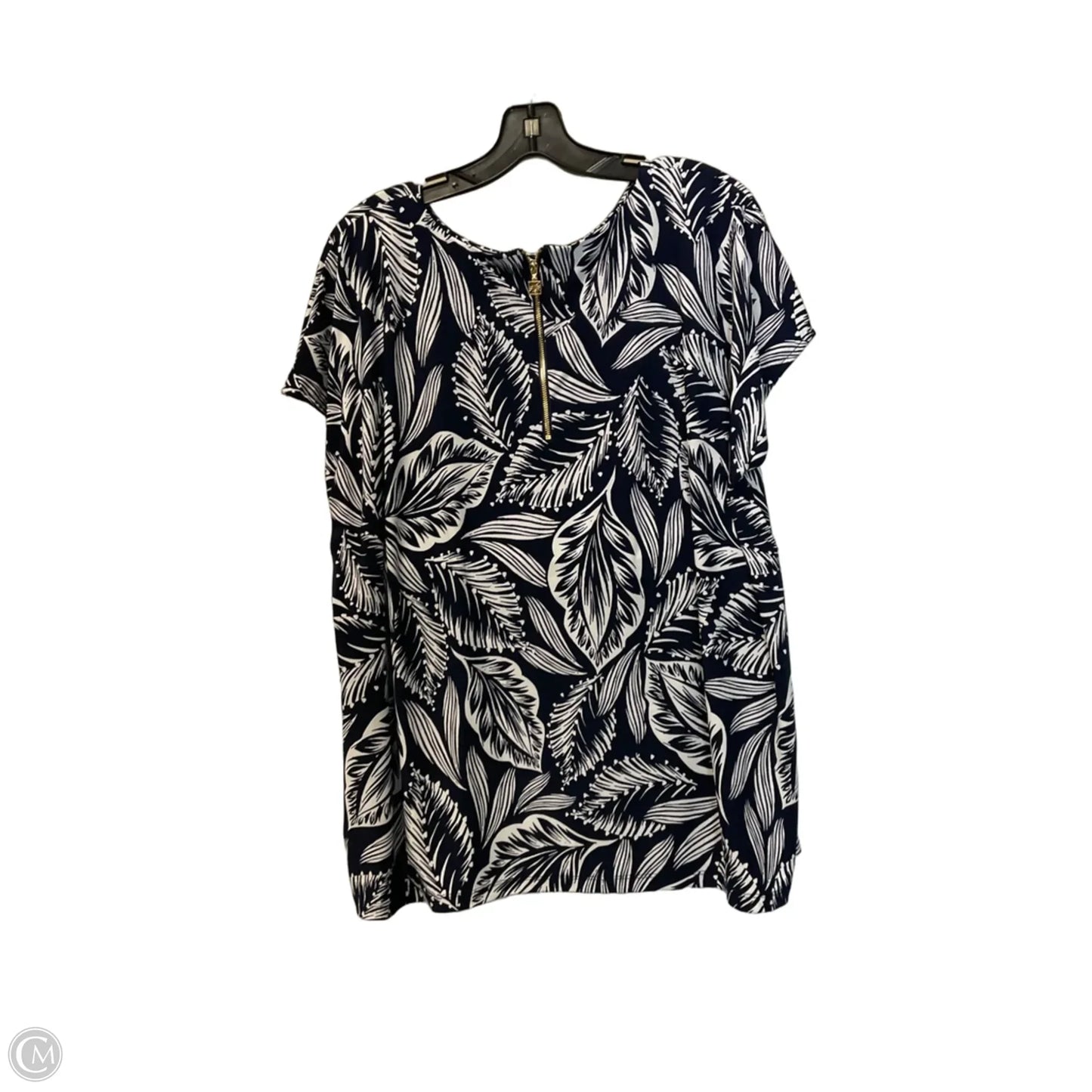 Top Short Sleeve By Anne Klein In Blue & White, Size: Xl