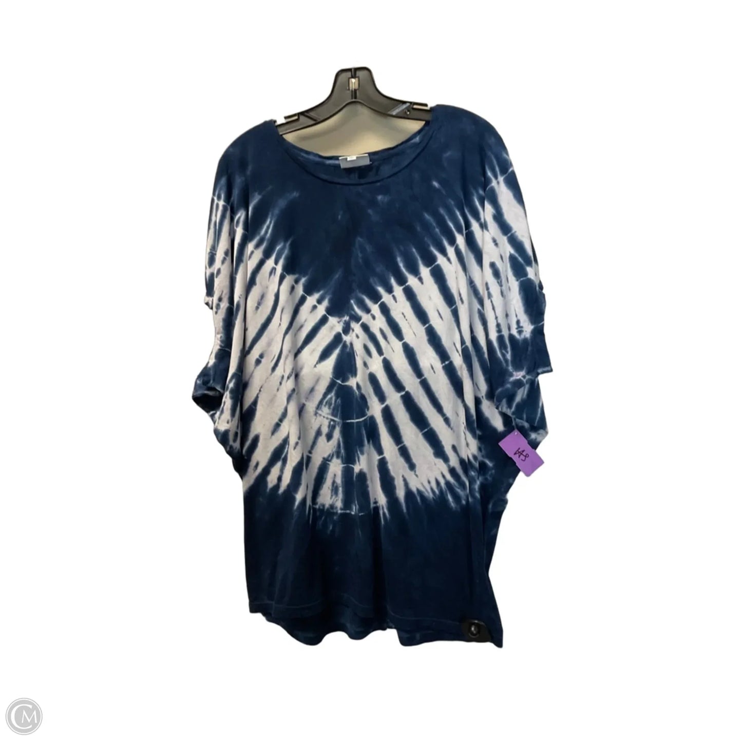 Top Short Sleeve By Wonderly In Blue & White, Size: L