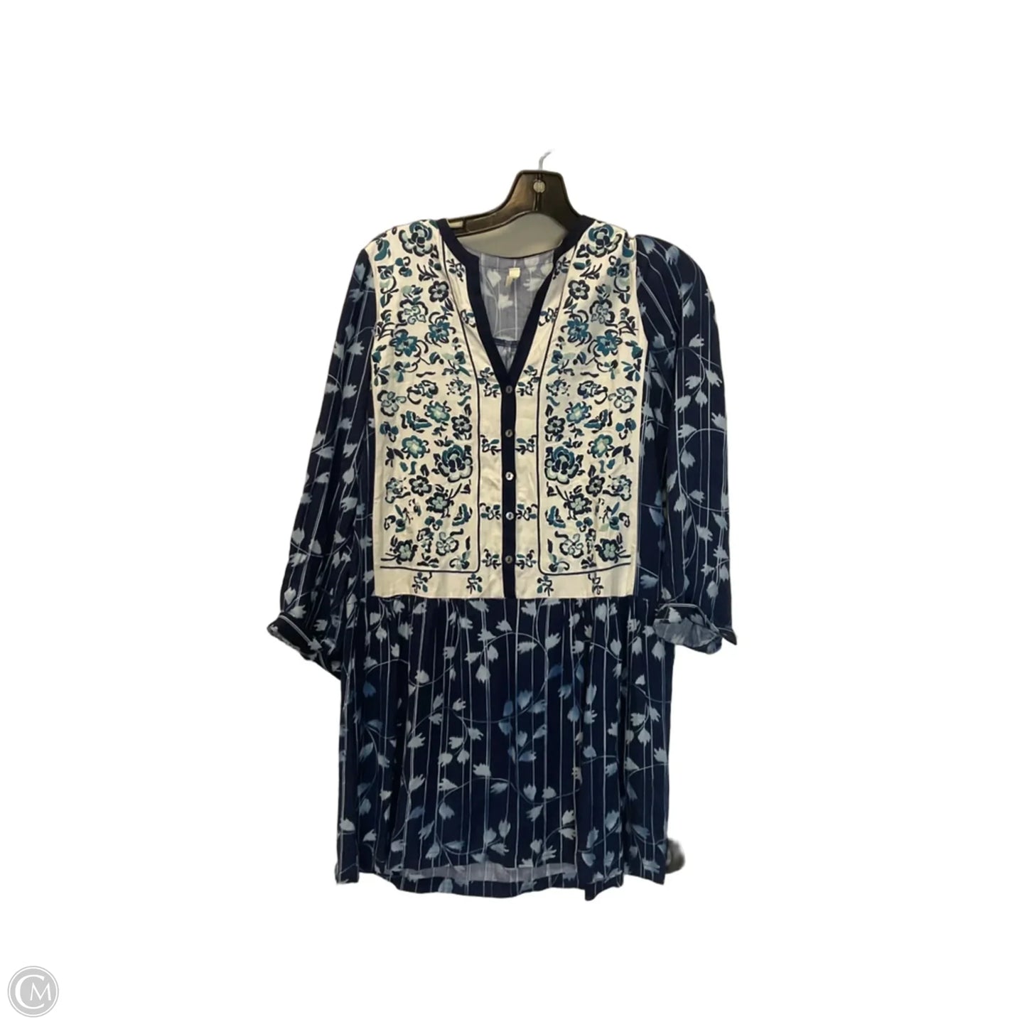 Dress Casual Short By Tiny In Blue & Cream, Size: Xs