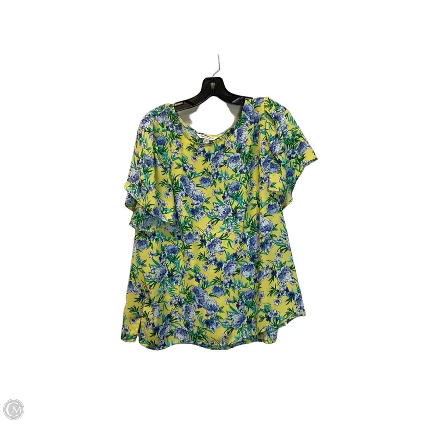 Top Short Sleeve By Counterparts In Green & Yellow, Size: Xl