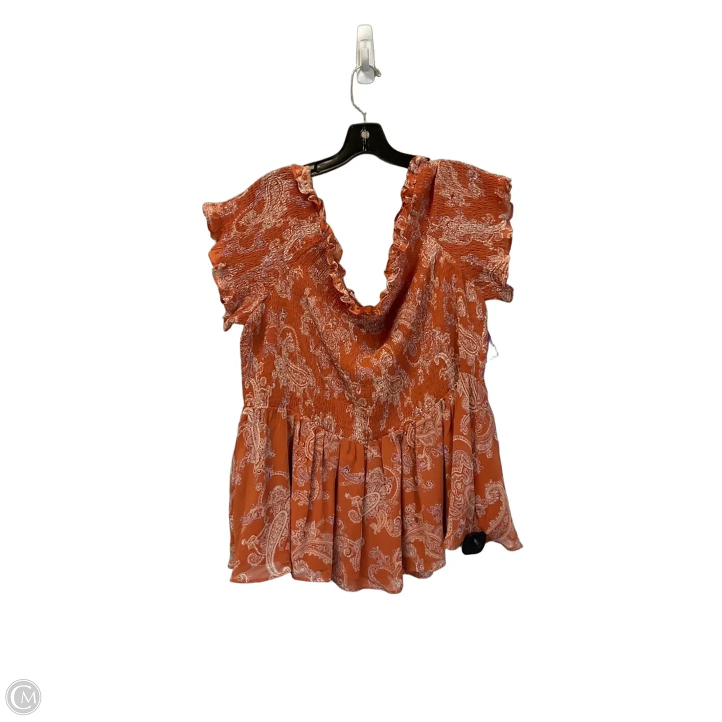 Top Short Sleeve By Cato In Orange, Size: 22