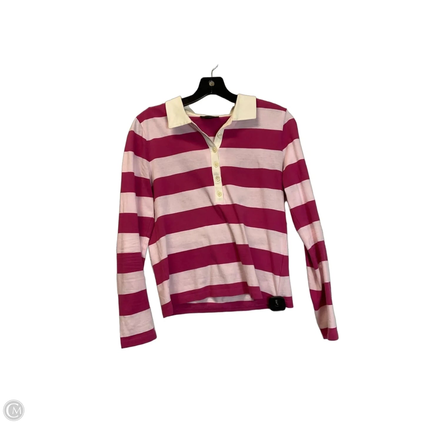 Top Long Sleeve Basic By J. Crew In Pink & White, Size: Xs