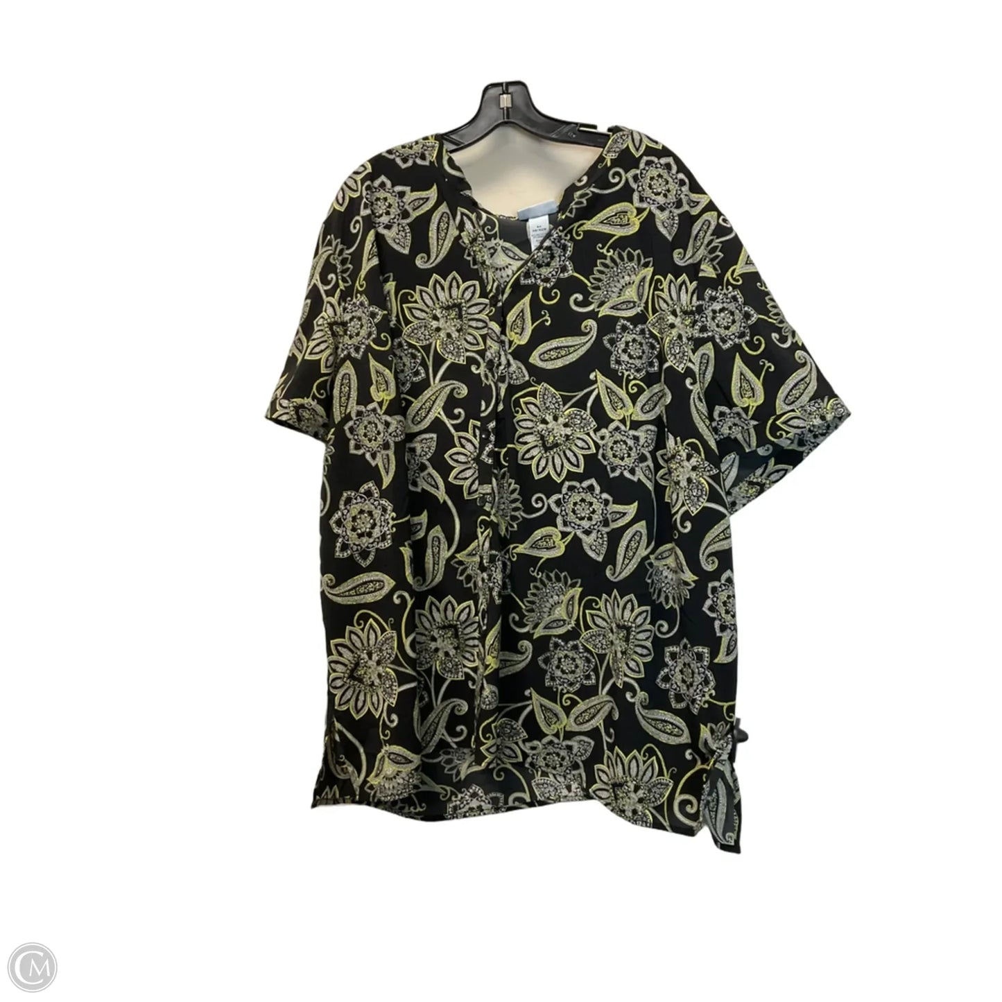 Top Short Sleeve By Catherines In Black & Yellow, Size: 4x
