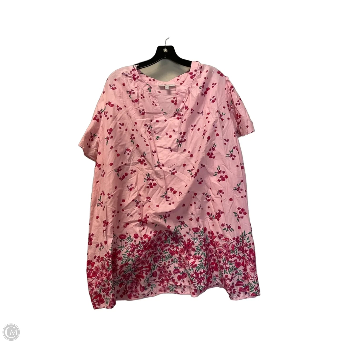 Top Short Sleeve By Woman Within In Pink, Size: 3x