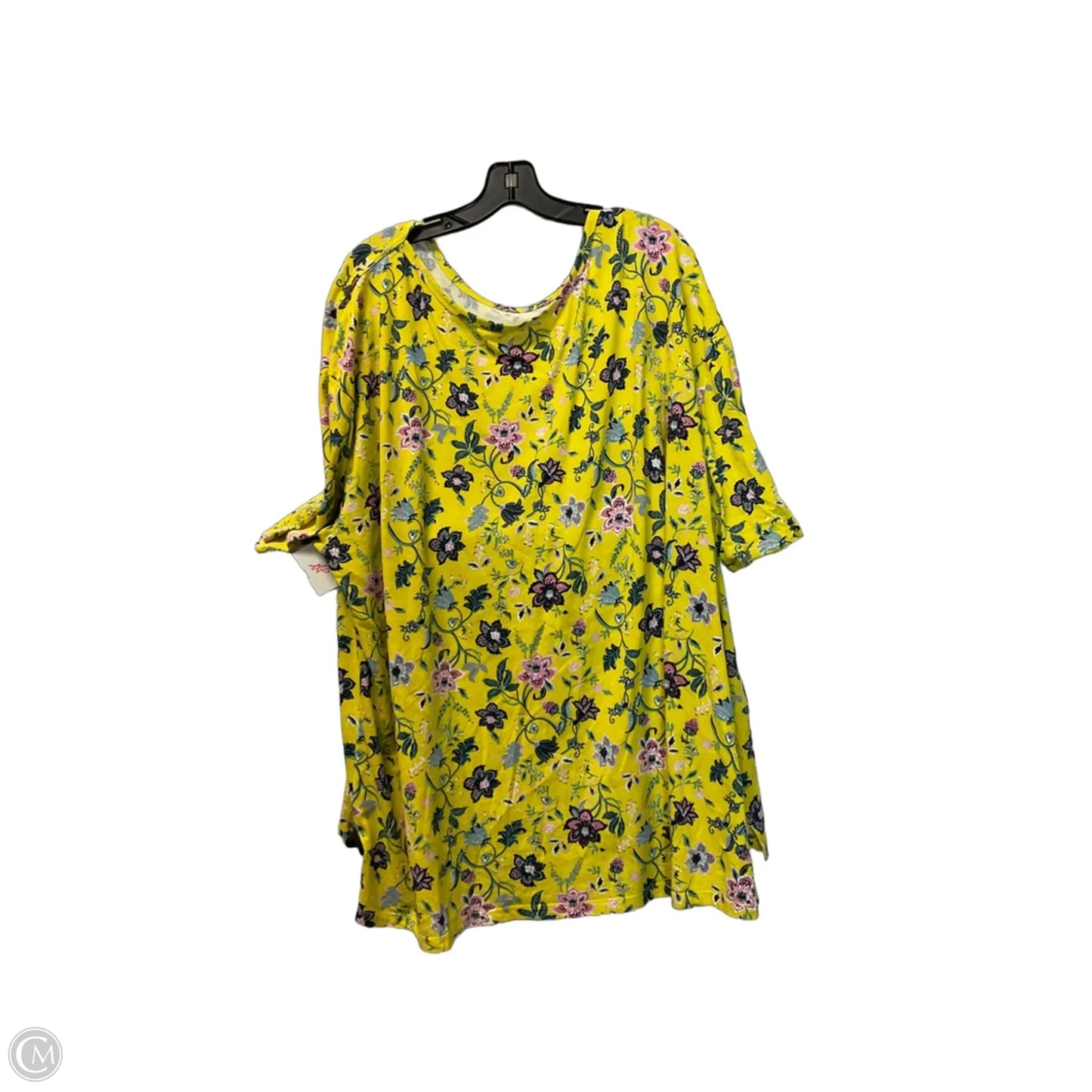 Top Short Sleeve By Woman Within In Yellow, Size: 3x