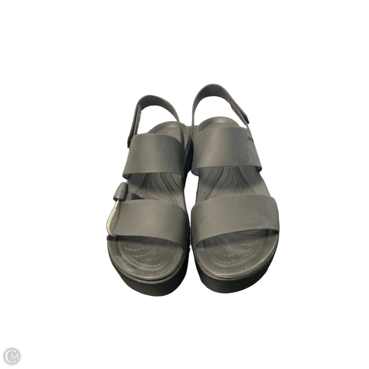 Sandals Flats By Crocs In Black, Size: 8