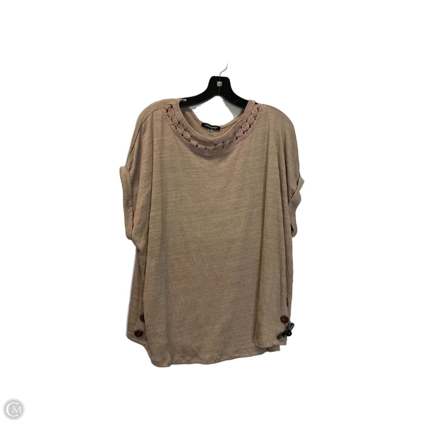 Top Short Sleeve By Cable And Gauge In Tan, Size: 2x