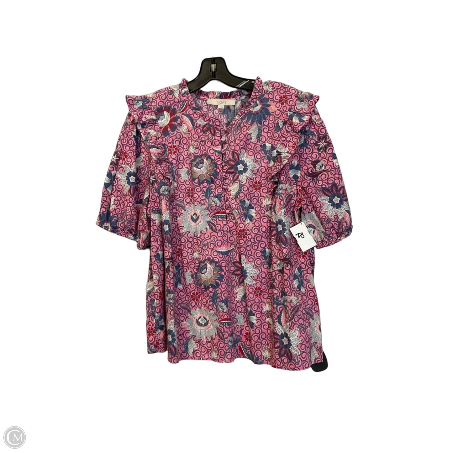Top Short Sleeve By Loft In Pink, Size: L