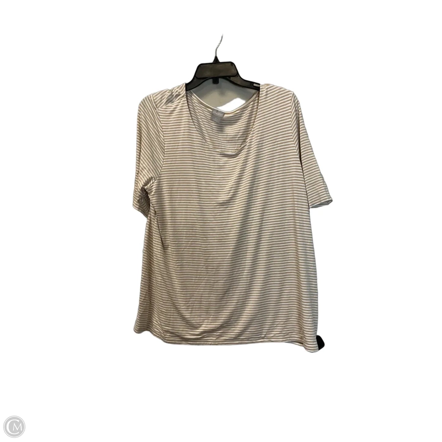 Top Short Sleeve By Chicos In Striped Pattern, Size: Xl