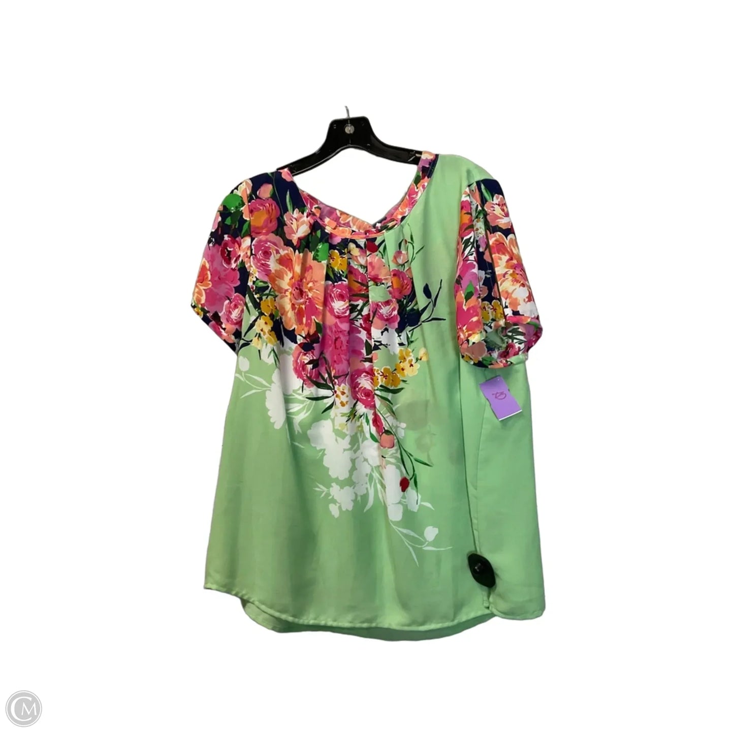 Top Short Sleeve By Clothes Mentor In Floral Print, Size: Xl