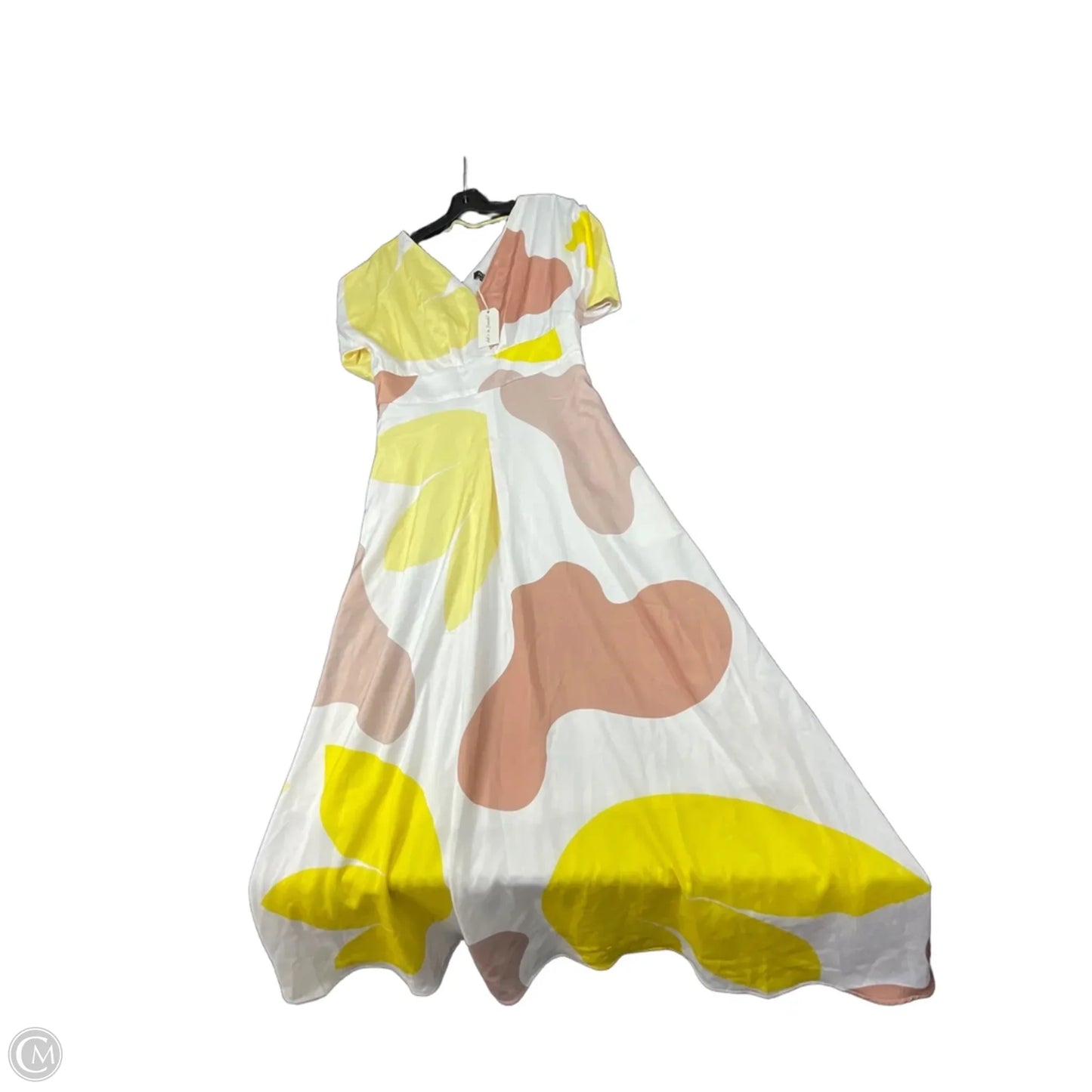 Dress Party Long By Clothes Mentor In White & Yellow, Size: M