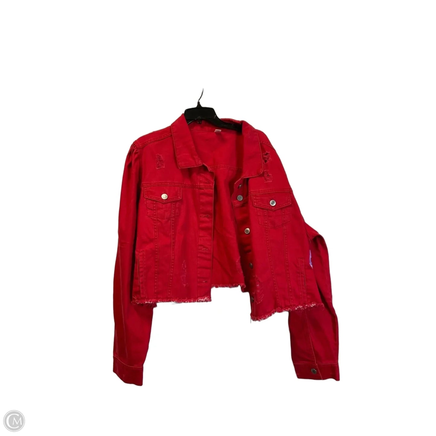 Jacket Denim By Clothes Mentor In Red Denim, Size: 3x