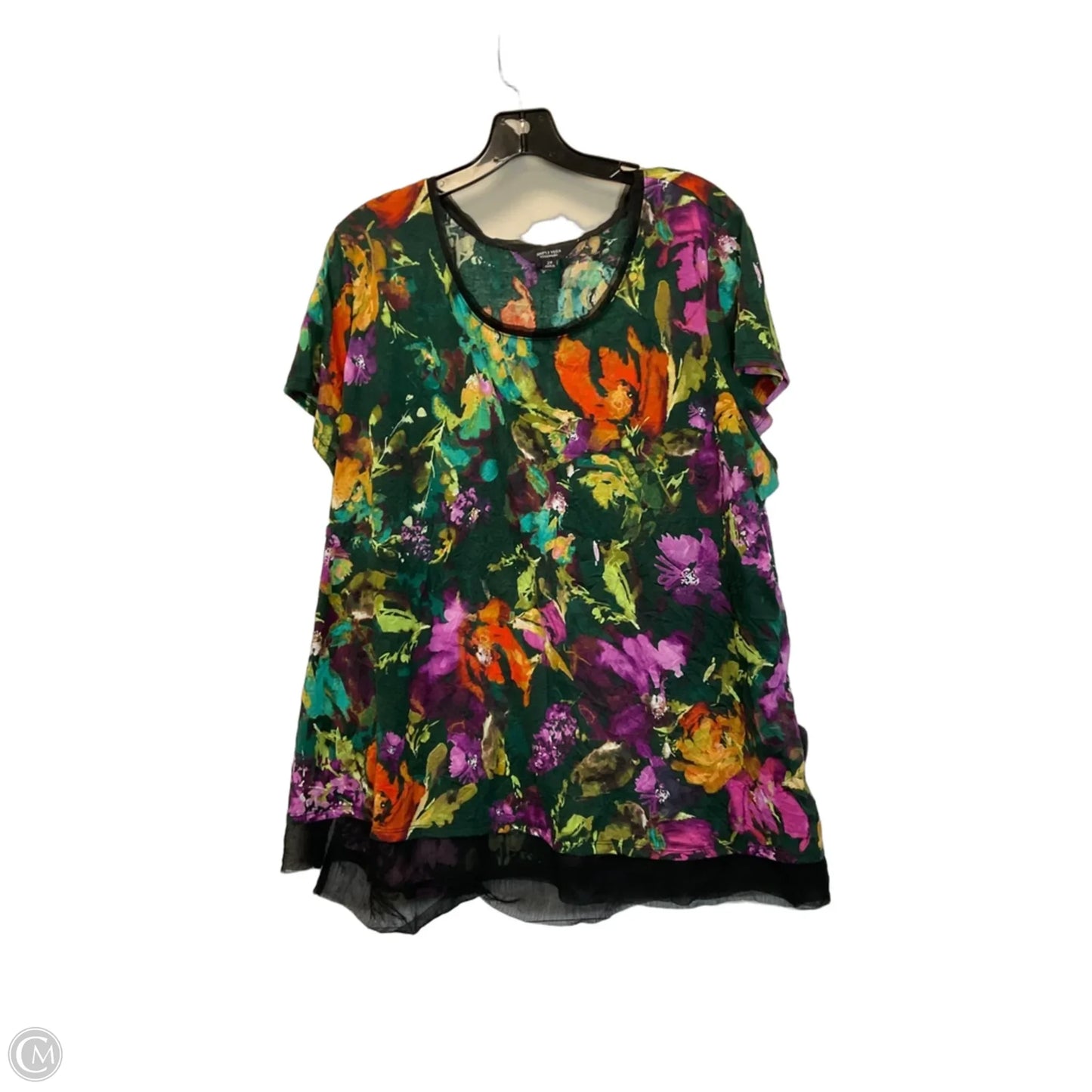 Top Short Sleeve By Simply Vera In Floral Print, Size: 2x