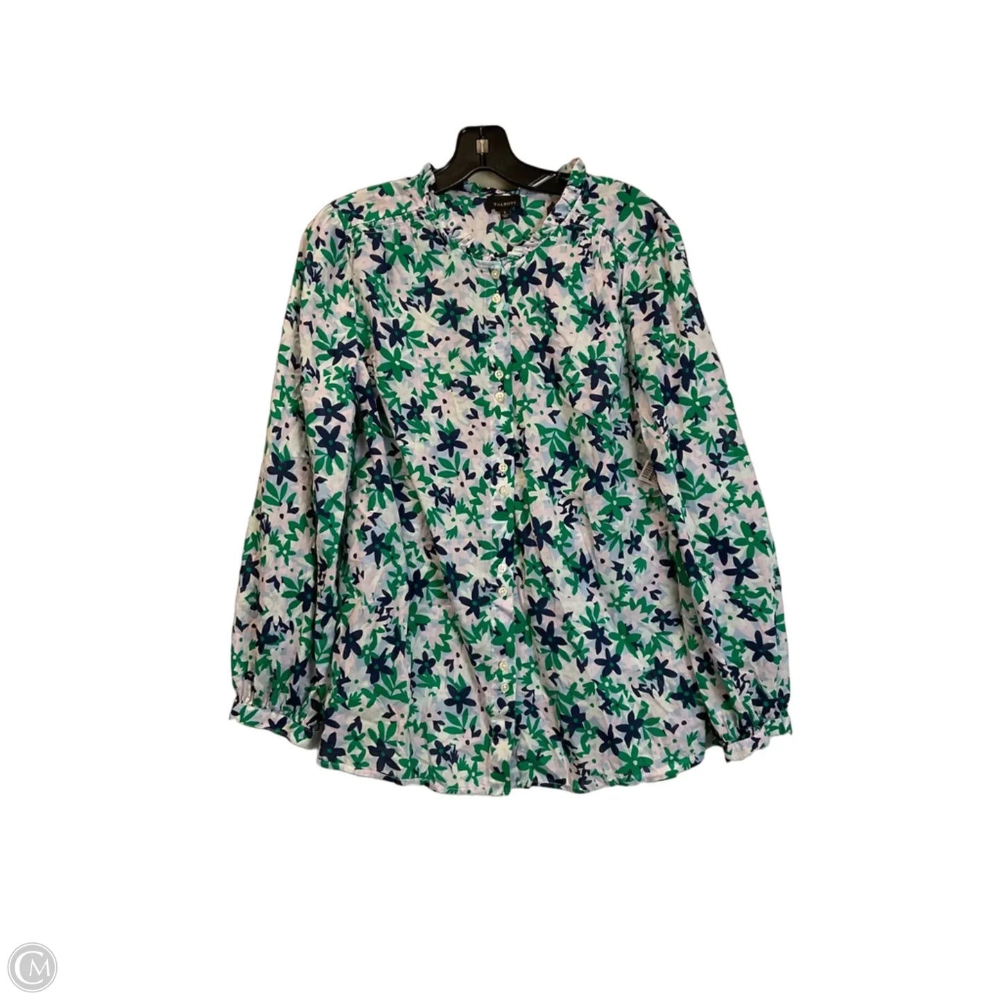 Top Long Sleeve By Talbots In Blue & Green, Size: L