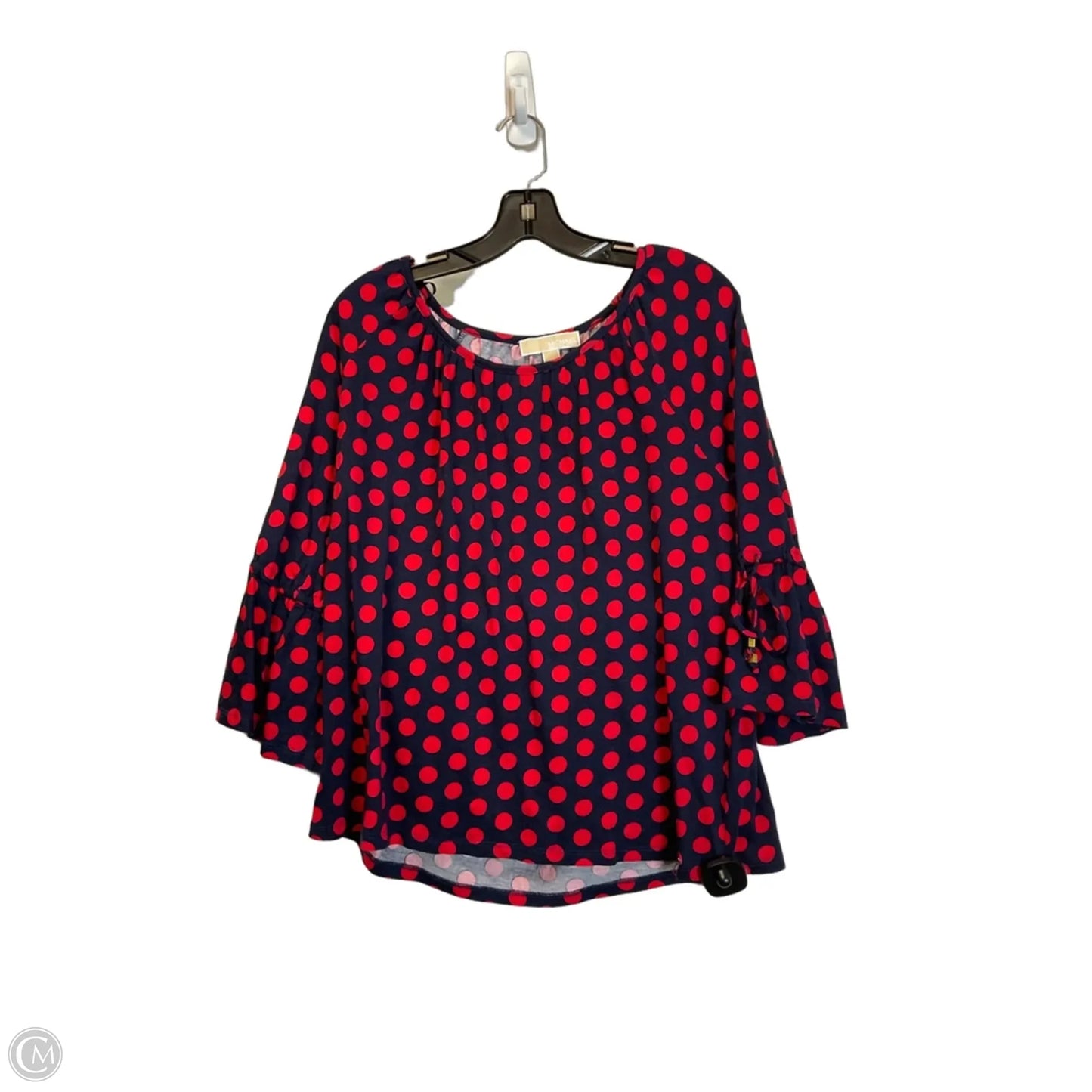 Top Long Sleeve By Michael By Michael Kors In Blue & Red, Size: L