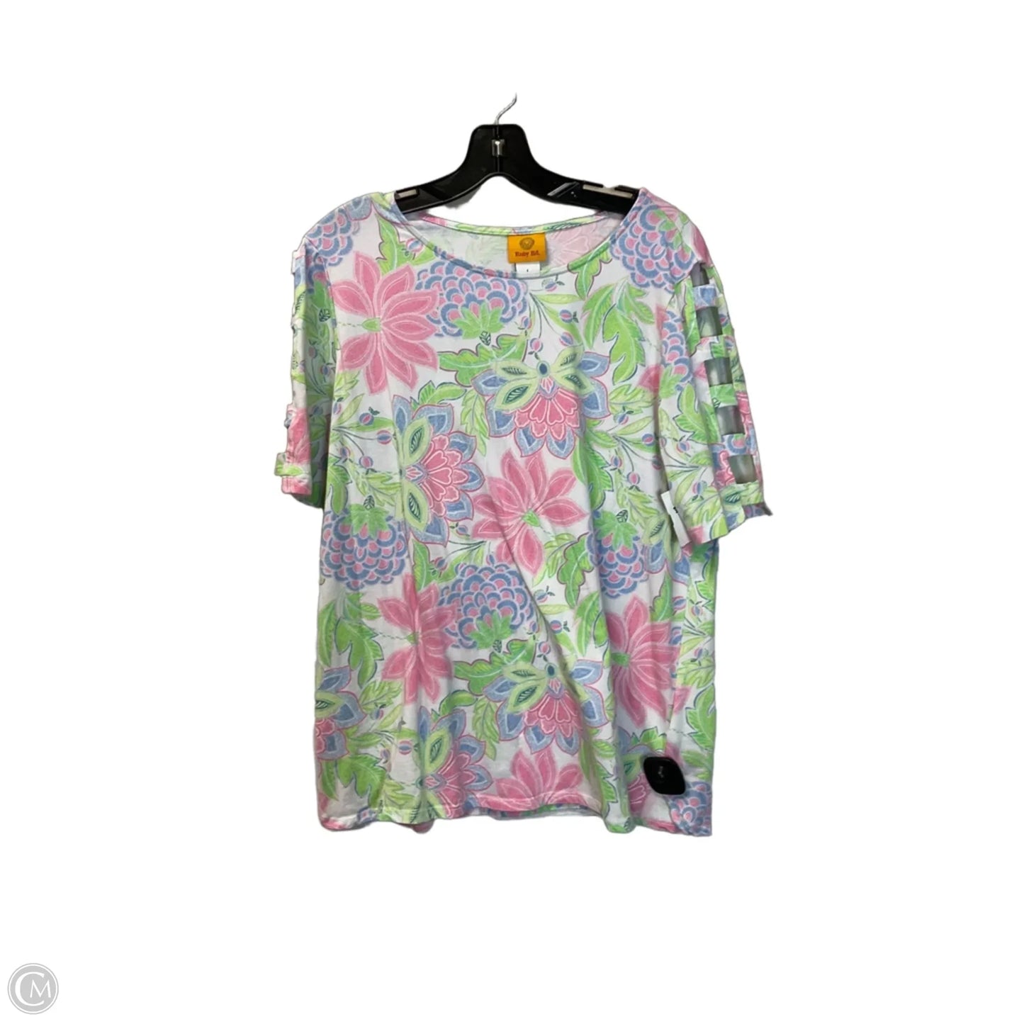Top Short Sleeve By Ruby Rd In Green & Pink, Size: L