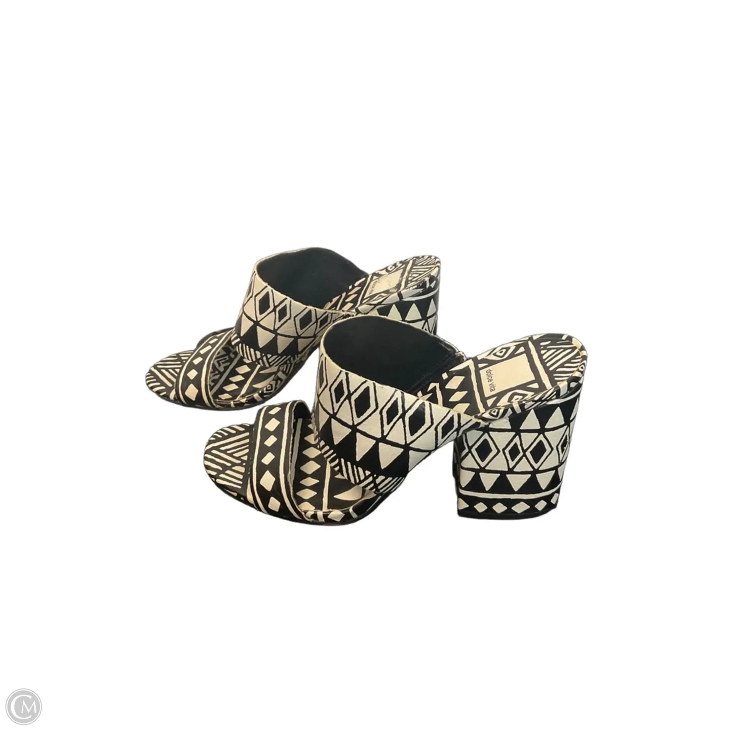 Sandals Heels Block By Dolce Vita In Black & Cream, Size: 8