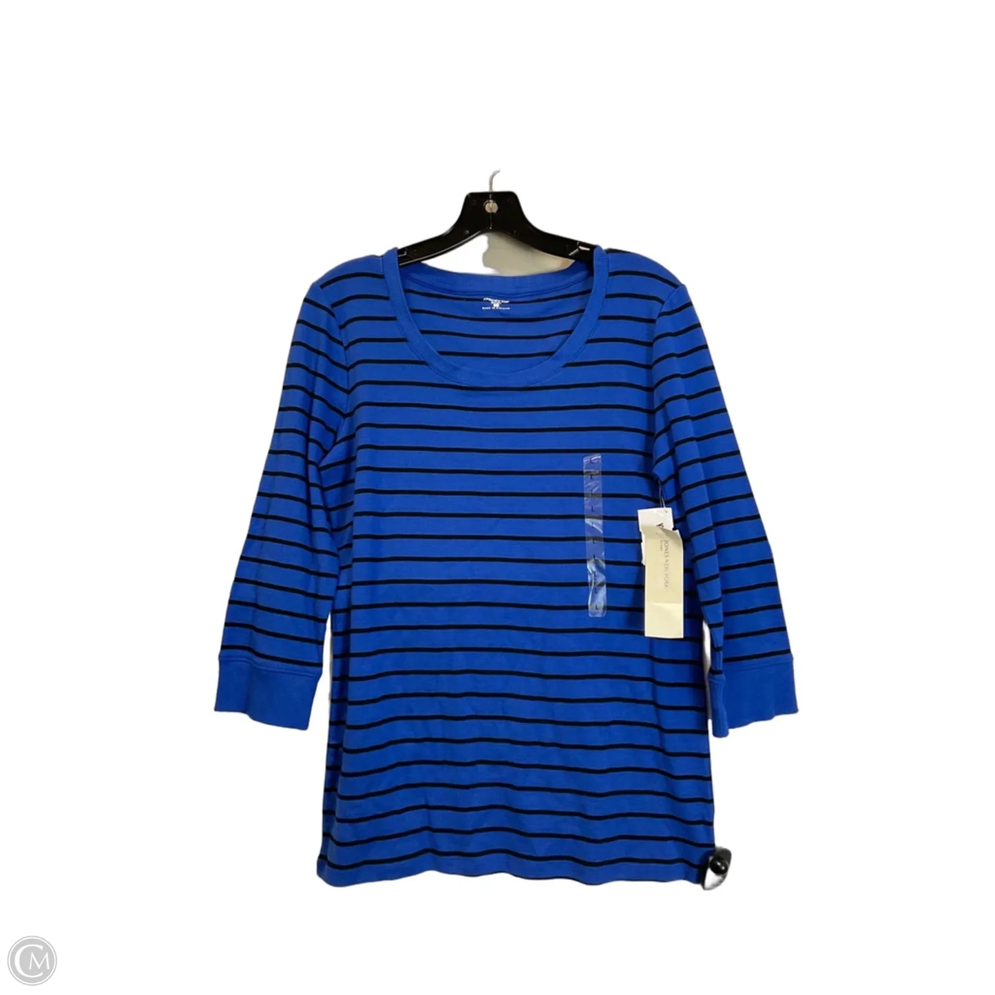 Top 3/4 Sleeve By Jones New York In Striped Pattern, Size: L