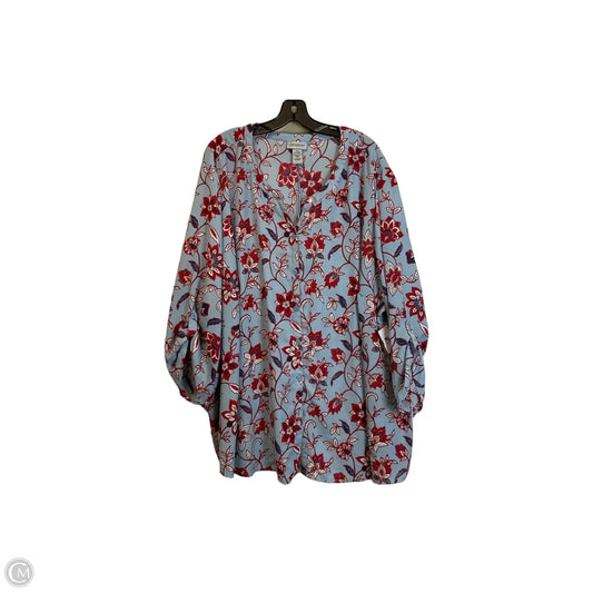 Top Long Sleeve By Catherines In Blue & Red, Size: 6