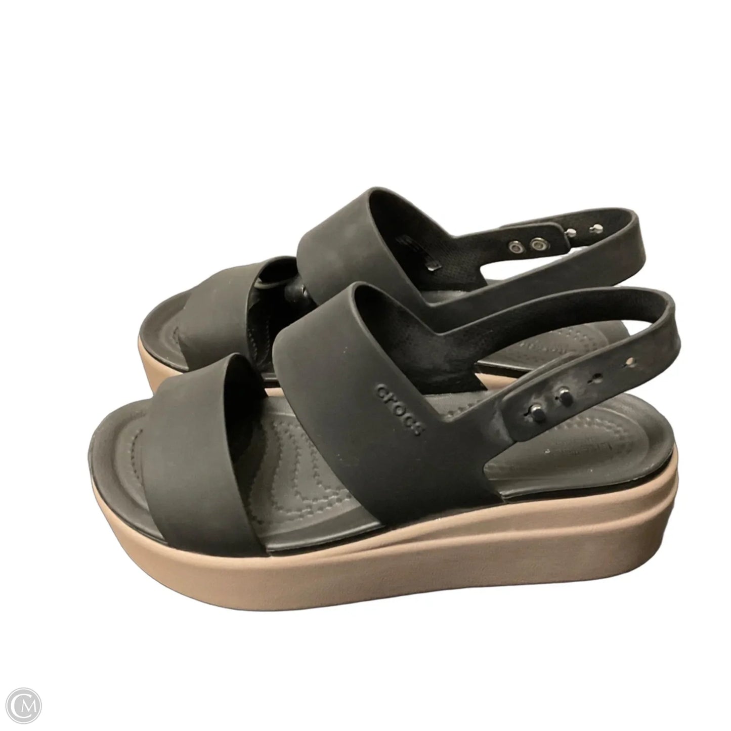 Sandals Heels Block By Crocs In Black, Size: 6
