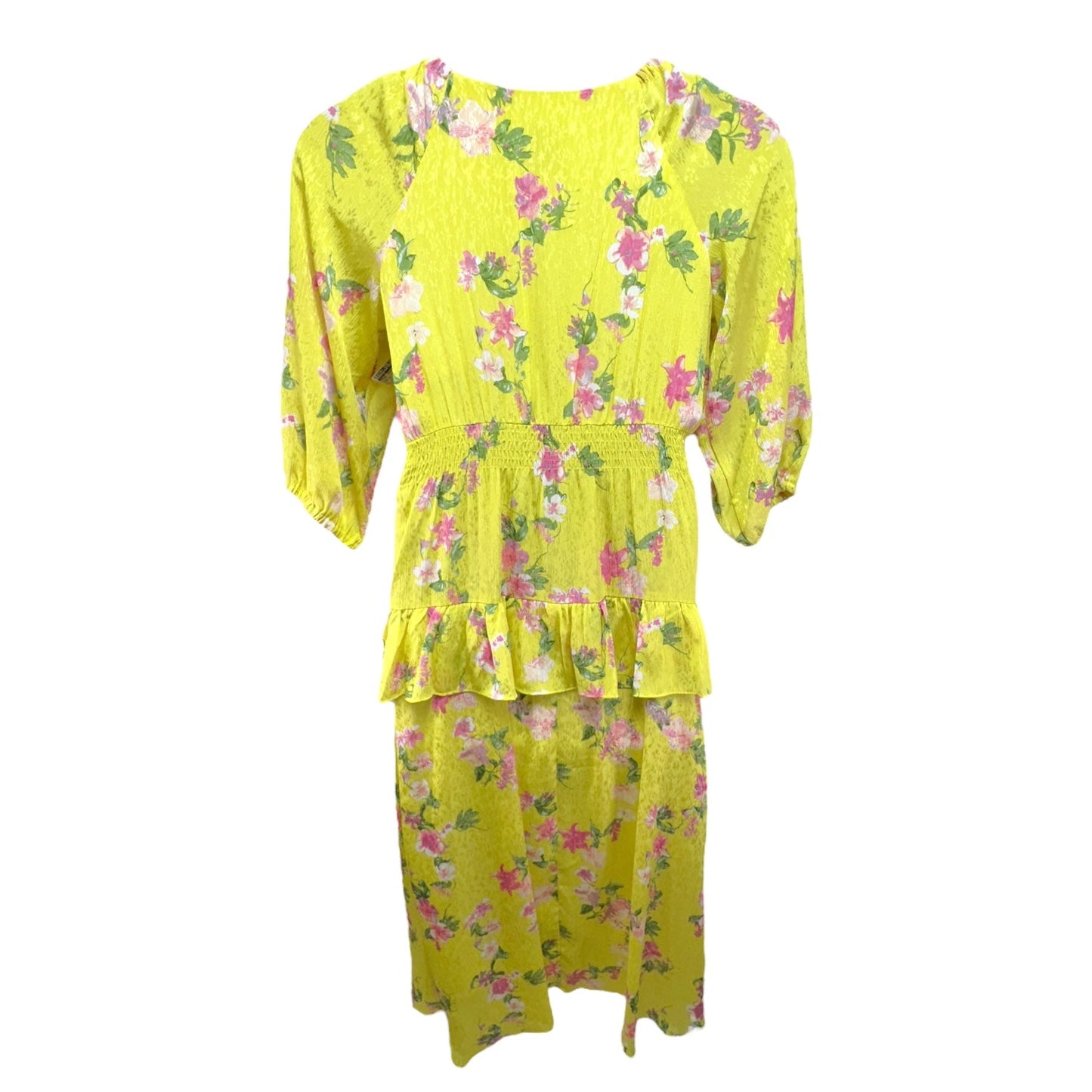 Floral Print V-Neck 3/4 Raglan Sleeve Tiered Flounce Maxi Dress Taylor, Size 12